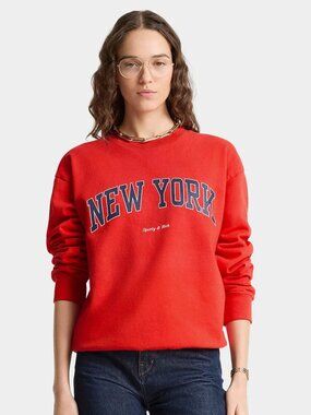 Sporty & Rich New York Ivy Crewneck Ruby Red Sweatshirt NWT L - MSRP $165
